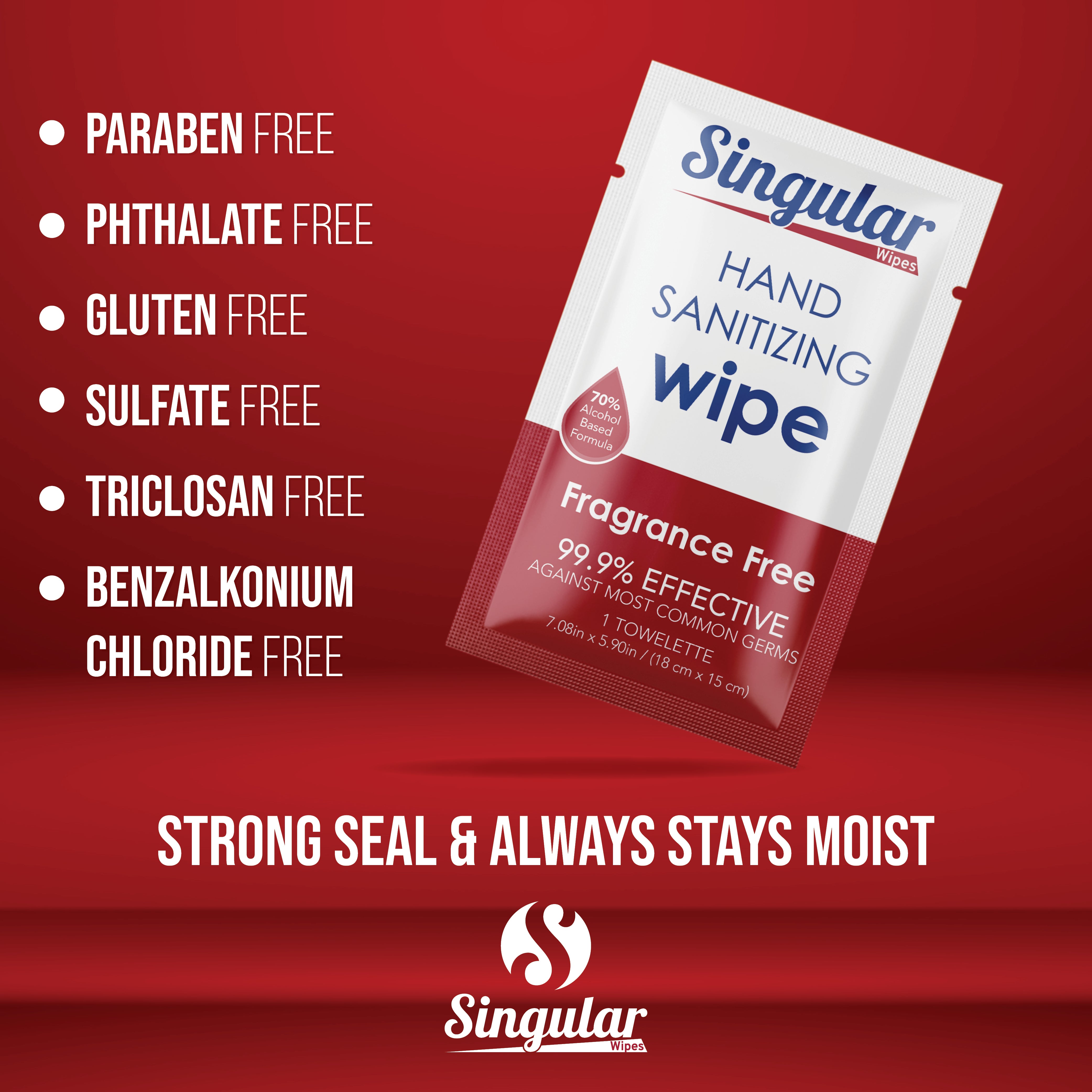 HAND SANITIZING WIPES- 100ct - Individually Packed Premium Hand Sanitizing Wipes for Travel, Home, Office, School, etc. Fragrance Free with Moisturizer - Made in USA
